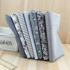 Gray, Cotton fabric, cottonflowerquiltfabric, diyfabricmaterial