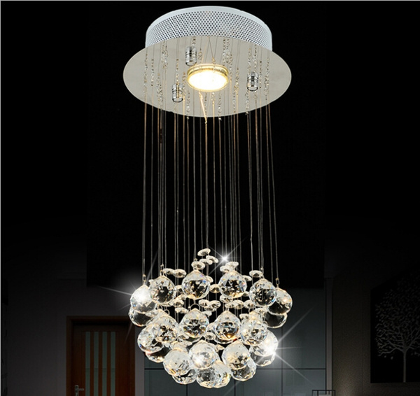 Crystal Ball Hanging Wire Lamp Led Chandelier Modern Rain Drop Lighting K9 Fixture Pendant Ceiling Wish Crystal Ball Hanging Wire Lamp, How To Wire Chandelier Crystals