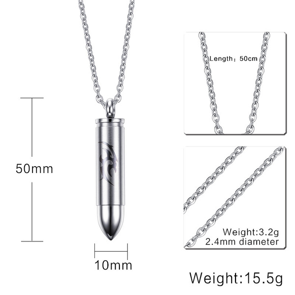 Necklace Perfume Bottle Necklace Wholesale Men's Pendant Stainless Steel  Bullet Necklace 