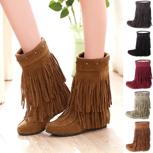 tassel moccasin boots