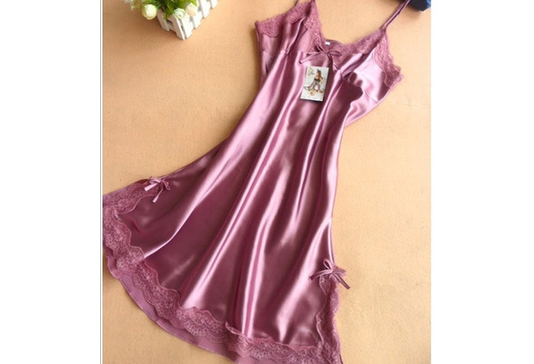 Women Sexy Silk Satin Robe Short Night Dress Sleepwear Nightwear Night Gown  New | eBay