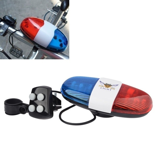 6 LED 4 Tone Sounds Bike Bicycle Horn Bell Police Car Light and