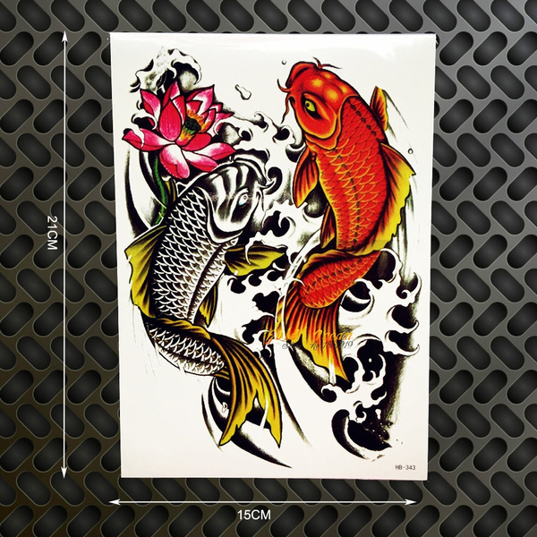 1PC Double 3D Carp Designs Fake Temporary Removable Tattoo Women Body Art  Paint Tatoo GHB-343 Selfie Wall Car Styling Tattoos 3D | Wish