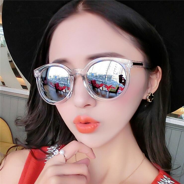 Vintage Oversizd Sunglasses Women Square Sunglasses Transparent Pink Blue  Frame Sun Glasses Fashion Shades - CW18U9YWKXM
