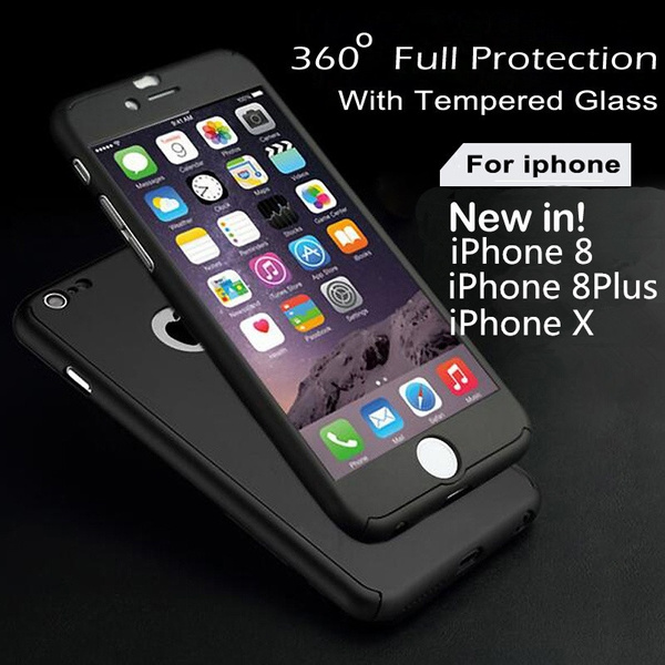 3 in 1 For iPhone 5s SE 6 6s Plus Iphone 7 Iphone 8 iphone 8 plus iphone X Full Body Cases With Tempered Glass Case Luxury 360 Derece Full Protection ...