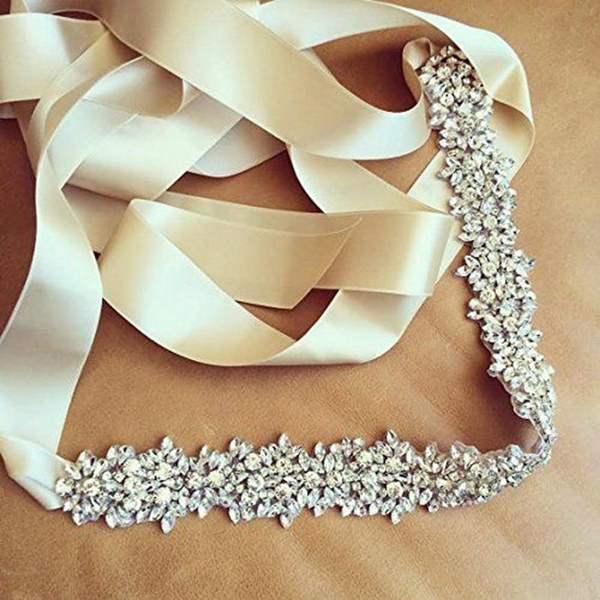 ULAPAN Wedding Dress Belt Weding Sash Pearls Diamonds Bridal Sash Crystals Bridal Belt With Ribbon,SH65