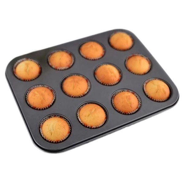 Pilarmuture 4-Hole Muffin Pan - Non-Stick Carbon Steel, 7.28x7.28 Inches - For Baking Muffins, Cupcakes, Puddings & More