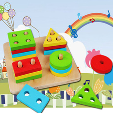 Educational Wooden Geometric Sorting Board Blocks Montessori Kids Baby Educational Toys Building Blocks