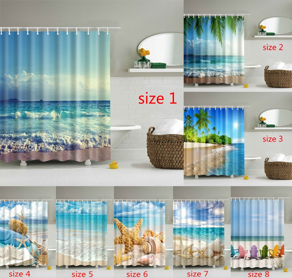 Ocean Decor Collection Tropical Palm, Ocean Scene Shower Curtains