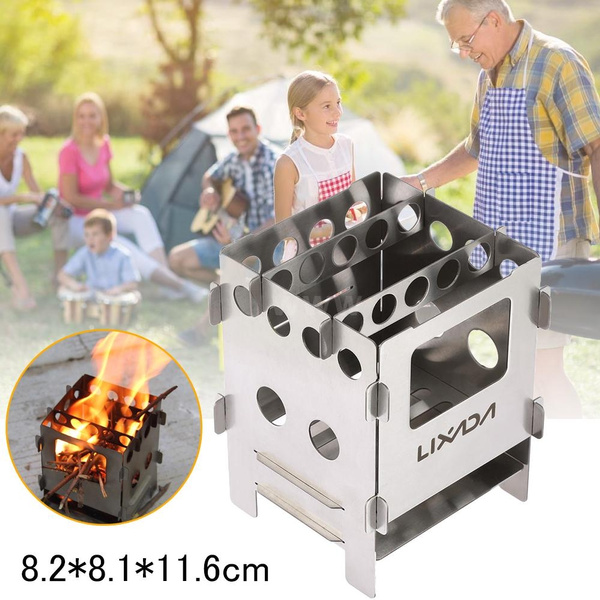 Lixada Compact Folding Titanium Wood Stove for Outdoor Camping Cooking  Picnic