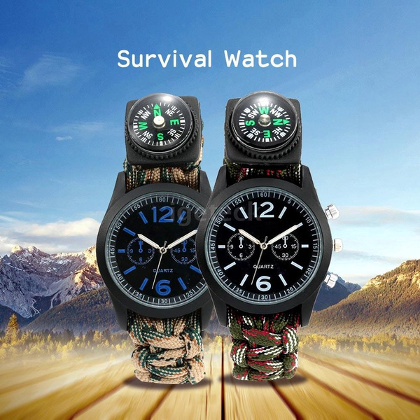 Multi-functional Outdoor Camping Survival Watch Compass Thermometer Rescue  Rope Paracord Bracelet Equipment Tools Kit | Wish