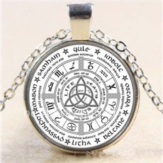 Celtic Wheel of The Year Photo 25MM Cabochon Dome Glass Chain Pendant Necklace