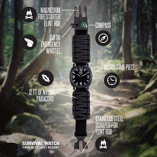 Kavie 23-in-1 Military Tactical Watch for Men Multifunctional Outdoors  Waterproof Survival Watches with compass Whistle Fire Starter a