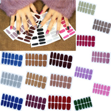 Women fashion pure shiny nail stickers manicure nail polish stickers nail decal 12 strips nail art stickers makeup & beauty