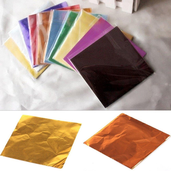 100pcs Candy Paper Aluminum Foil Paper Candy Chocolate Wrapping Colored  Paper