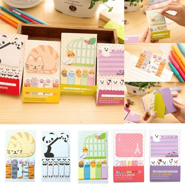 1 Pc Cute Animal Sticky Notes Kawaii Post It Memo Pad Planner Stickers ...