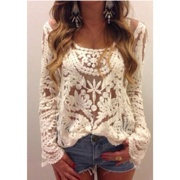 sheer embroidered floral top