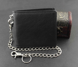 leather wallet, Chain, leather, purses