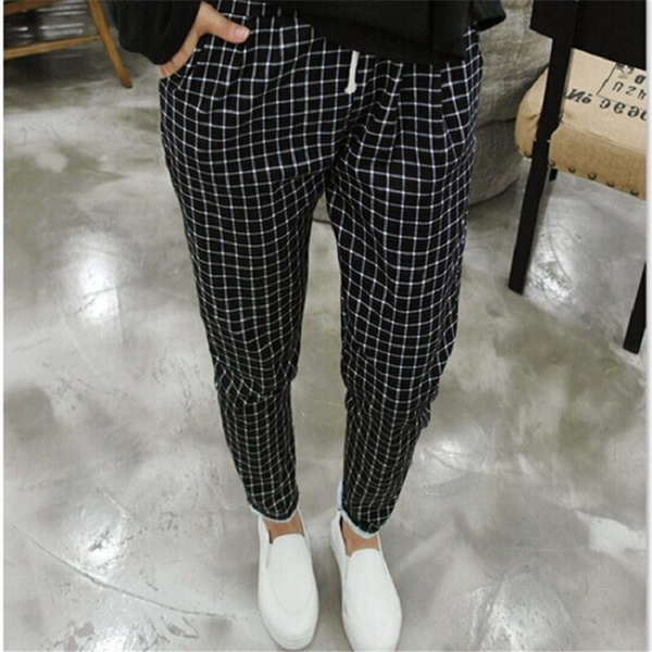 plus size plaid trousers