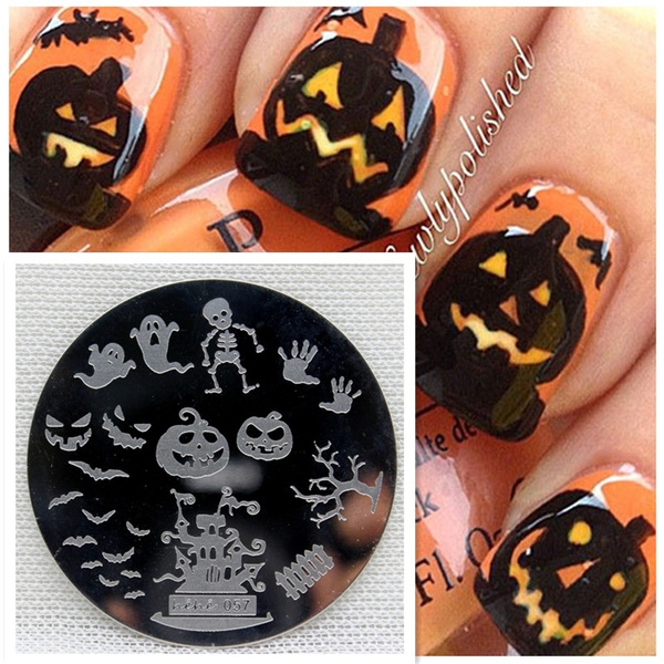 Halloween Nail Art Stamping Template cool nail designs Easy 1 pcs ...