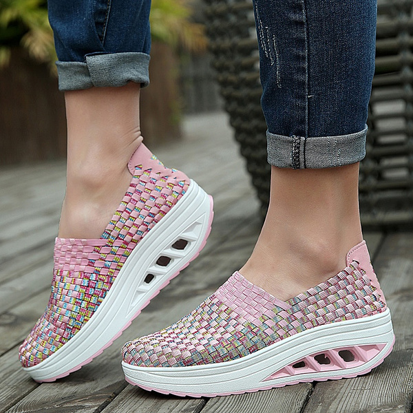 Women Knitted Shoes Breathable Casual Outdoor Walking Female Flats Zapatillas Mujer