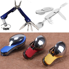 Durable 3-in-1 Outdoor Travel Camping Hiking Pocket Folding Spoon Fork Knife