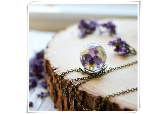 Real flower necklace, pansy viola resin jewelry - pressed flower jewel –  Eight Acorns Floral Preservation