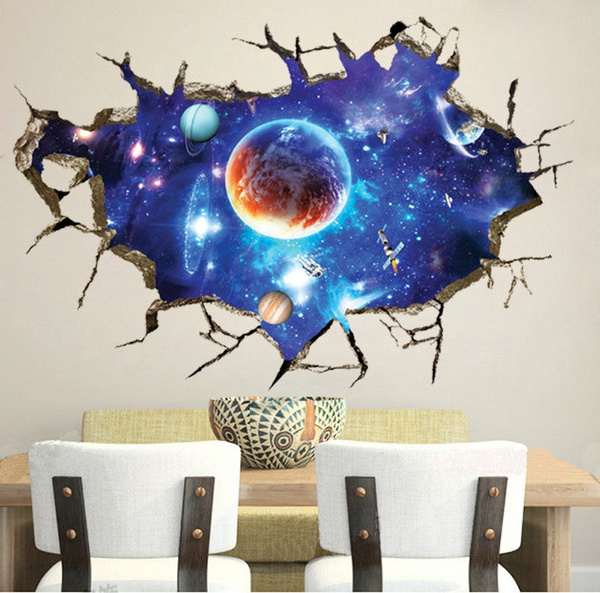 Planets Space Galaxy Stars Astronomy 3D Wall Stickers Decal Poster Kids Room DM5 