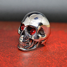 Steel, crystal ring, Christmas, skull