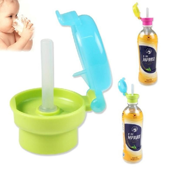 No Spill Choke Cute Water Bottle Adapter Cap with Tube Drinking Straw for  Baby Infants Kid Easy Portable Hygiene Drink Feeder