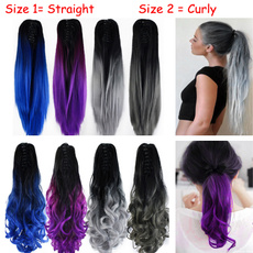 straighthairpiece, synthetichairextention, ombrecolorponytail, Hair Extensions