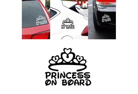 EG_ CN_ Lovely Princess on Board Window Bumper Crown Car Sign Decal Sticker Grea 