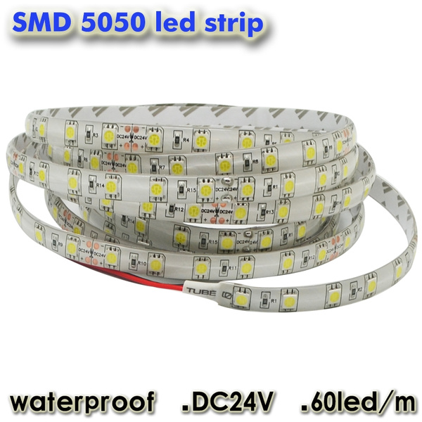 White LED Flexible SMD Strip Light 5M 24V 5050 LED Strip IP65 Waterproof 