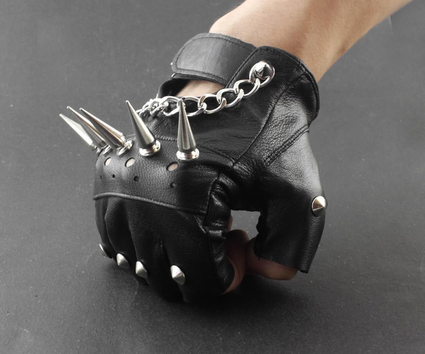 spiked motorcycle gloves