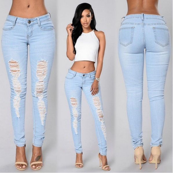 plus size stretch ripped jeans