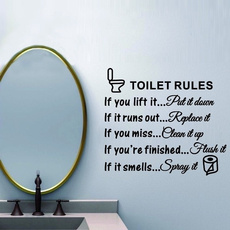 Toilet Rules Bathroom Toilet Wall Sticker Vinyl Art Decals DIY Home Decoration