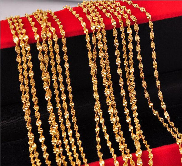 Wholesale 5PCS Making Jewelry 18K Gold Filled "Water Wave" Chains Necklaces Sale 