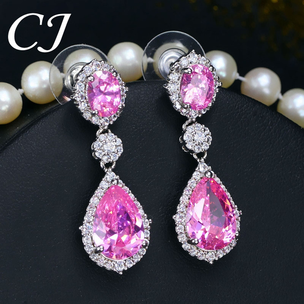 A2S2 Pink Colour Hoop Earrings for Women Gold Plated Shiny Rhinestone  Crystal Big Round Circle Earrings (4cm) : Amazon.in: Fashion