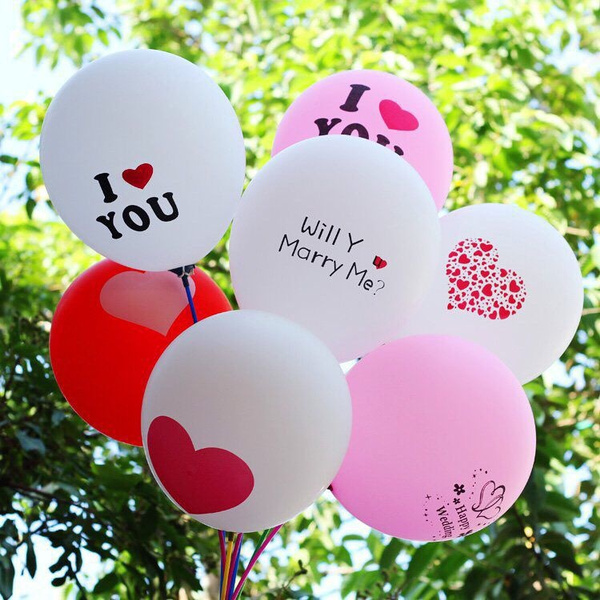 100pcs/lot 12 inch Romantic Pink And White Natural Latex Inflatable Will You Marry Me Balloons To Make a proposal For your Lover and Wedding Anniversary Decoration 