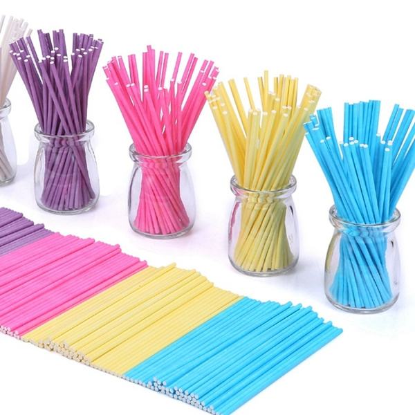 50 Bunte Lollipop Sticks Für Cake Pops – 15,2 Cm, Orange & Schwarz, Halloween & Party-Deko