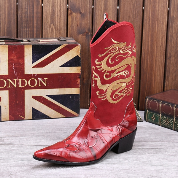 knee high cowboy boots mens