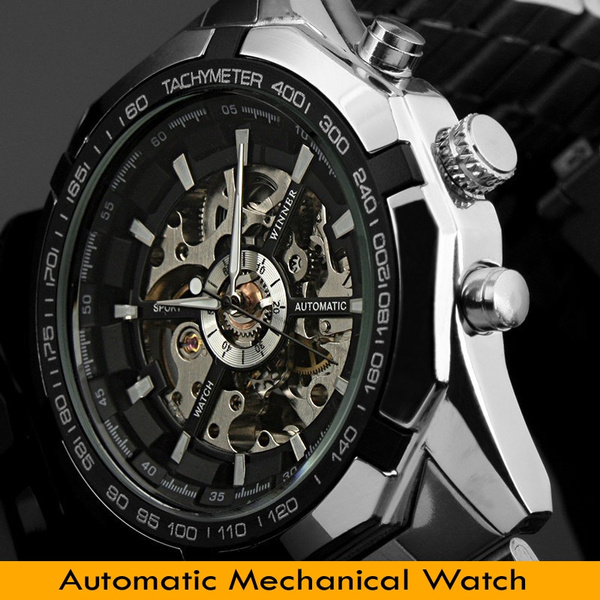 HOT WATCHES Mens Skeleton Mechanical Watch Automatic Casual Dress