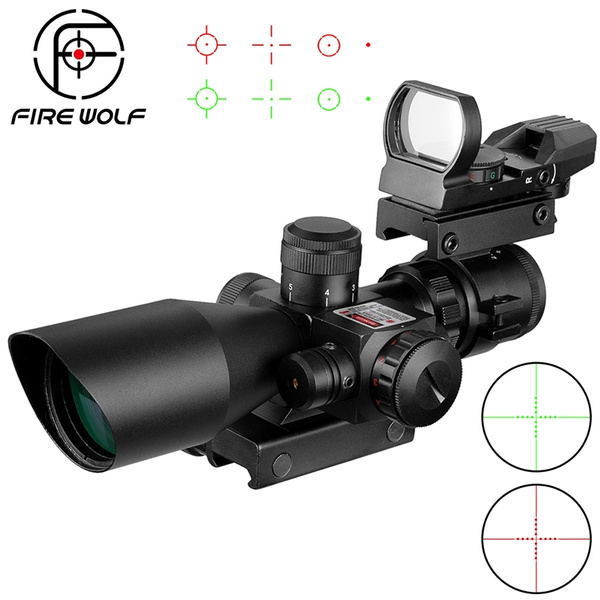 Rifle or Airsoft 2.5-10x40 rifle scope Green & red dot sight with red laser 