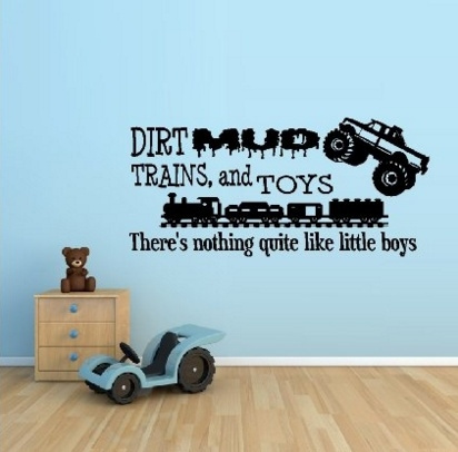 YINGKAI Tractors Trucks Theres Nothing Quite Like Little Boys Vinyl Wall Decal Kids Room Decor Sign for Playroom Kids Nursery Room Decor Trains and Toys