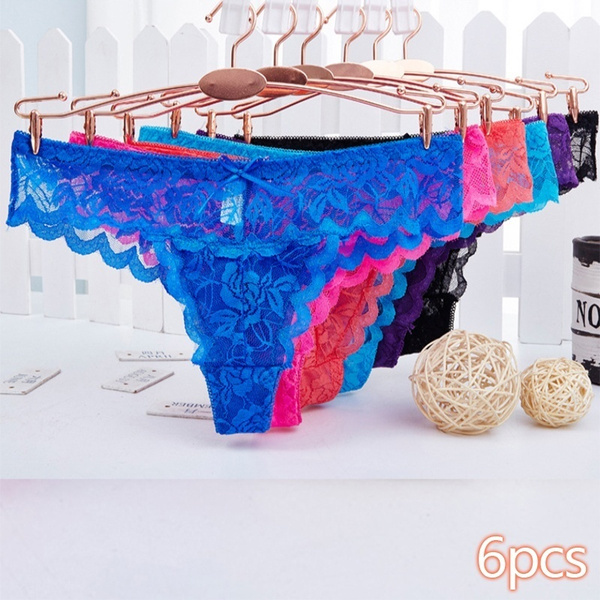 6pcs Pack Lace Panties Underwear Sexy Underwear Cotton Underpants Knickers  Cute Thongs Toy Fashion Fun For Shorts T-back