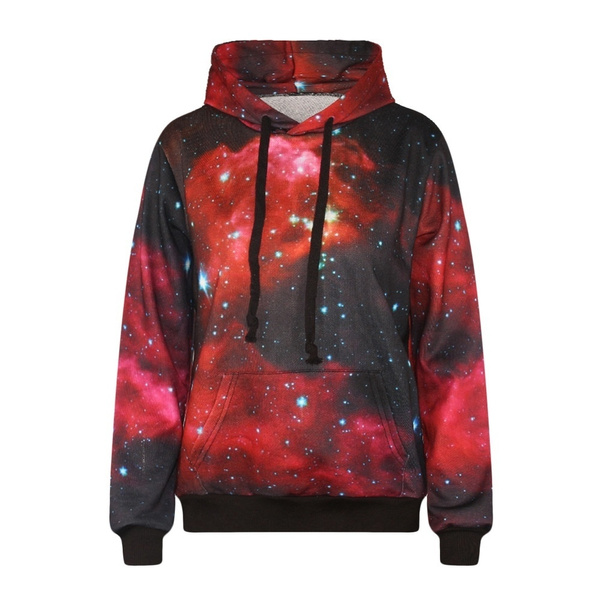 Red and black store galaxy hoodie