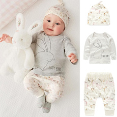 New Baby Summer Bunny Newborn Boy Girl Bodysuit Hat Romper T-shirt Pants Outfits Sets