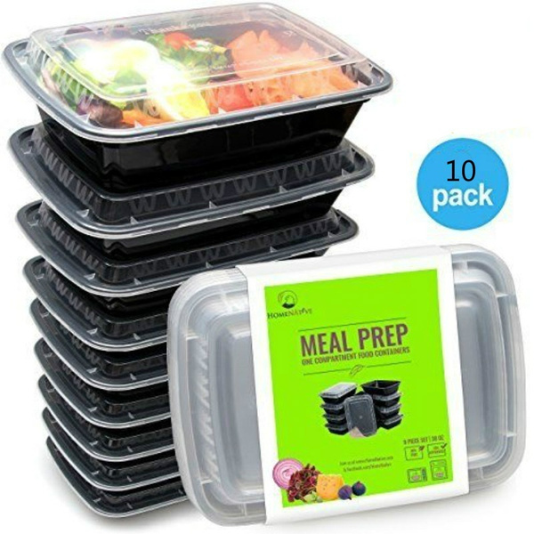 10pcs Disposable Meal Prep Containers 5-Compartment Food Storage