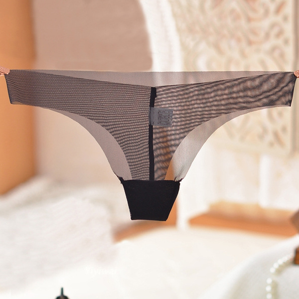 Sexy Underwear Women Seamless Panties Transparent Thong Latex Briefs Mesh  Bikini Ladies G String Brand Lingerie