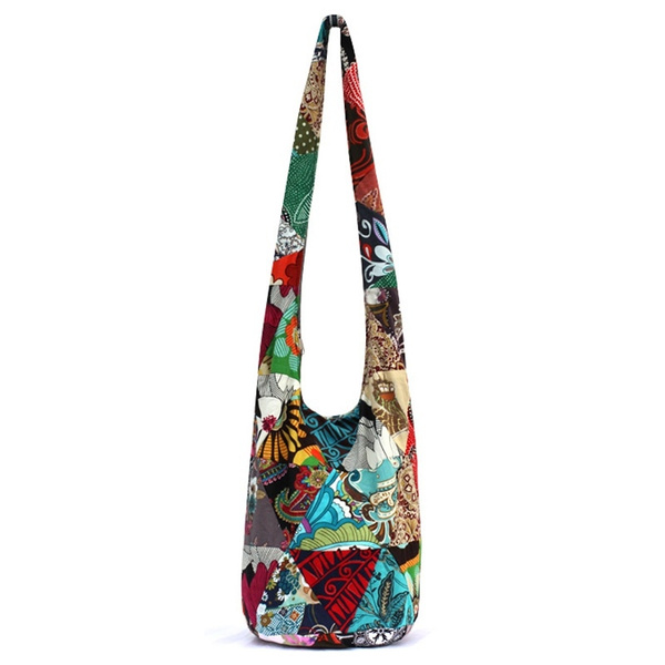 Woven Cotton Bag Thai Bag Hippie bag Hobo bag Boho bag Shoulder bag Sling  bag Tote Crossbody bag Purse Women bag Handbags Long Strap CWB
